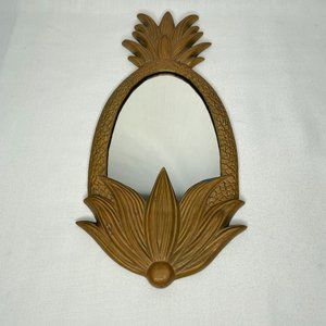 Brass Pineapple Shaped Wall Mirror 15in Vintage